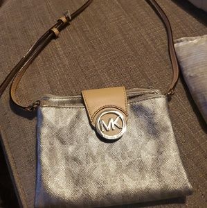 Michael Kors Metallic Logo Crossbody Small Satchel